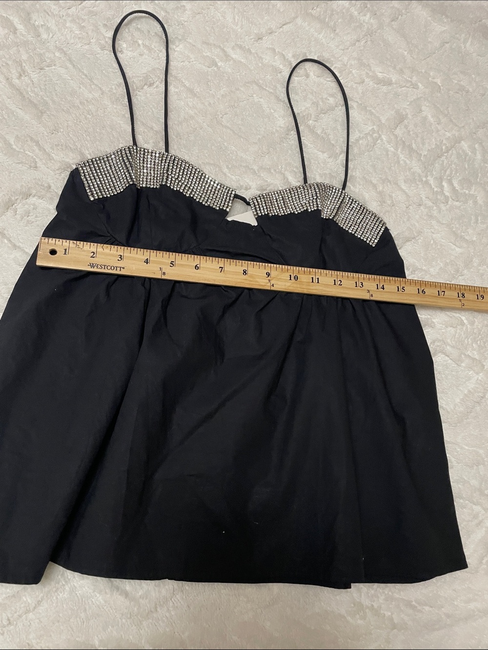 Zara Women’s Black Rhinestone Poplin Spaghetti-Strap  Medium - Picture 7 of 9